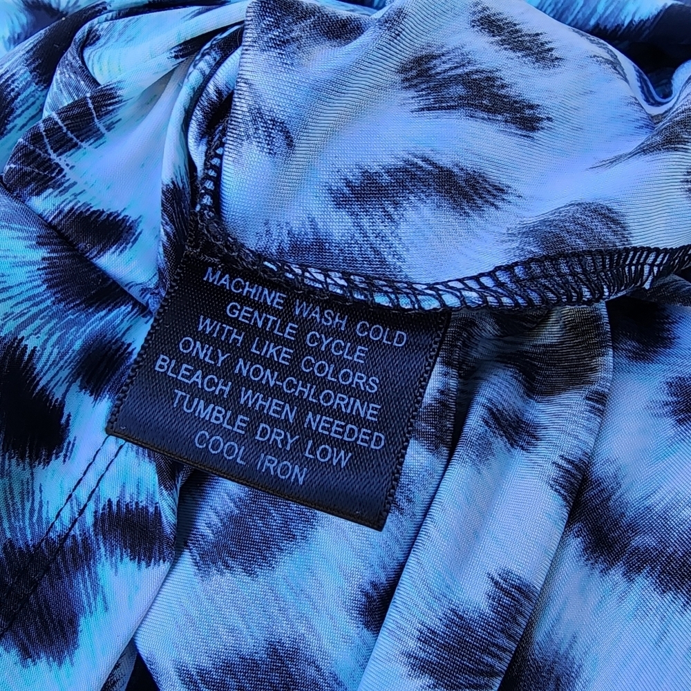 INC Internationa Leopard Print Maxi Dress Crisscross Back Blue Stretch V-Neck XL - Picture 12 of 14